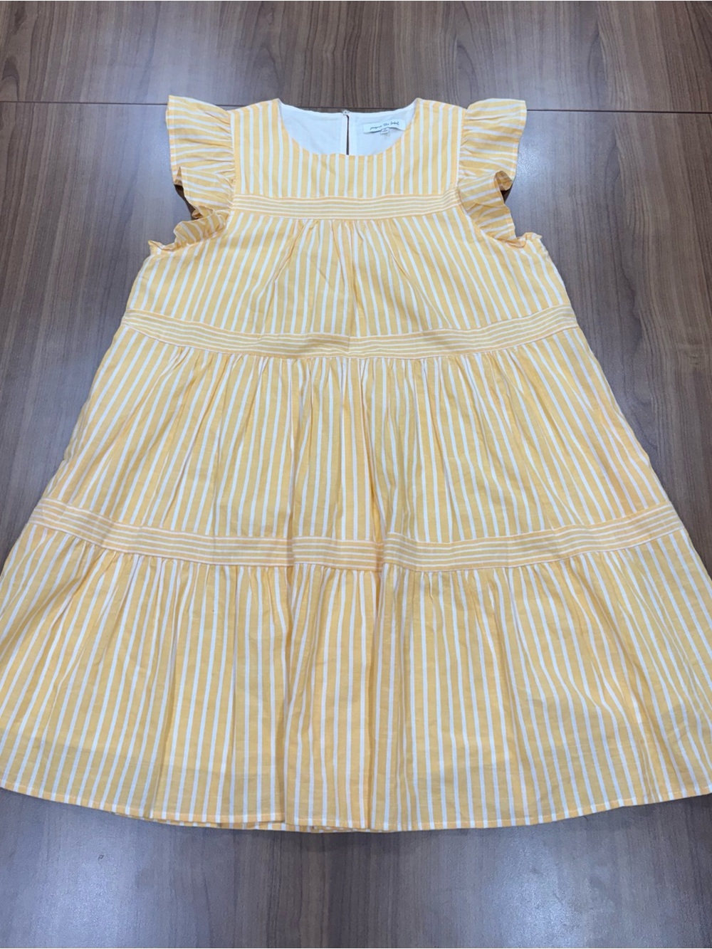 NWOT Jacquie the Label Yellow Striped Tiered Ruffle Mini Dress - Size M